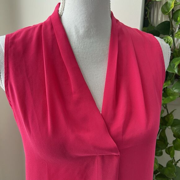 Jones & Co New York Hot Pink Chiffon *Barbiecore* Lightweight Flowy Blouse Large - Picture 2 of 8